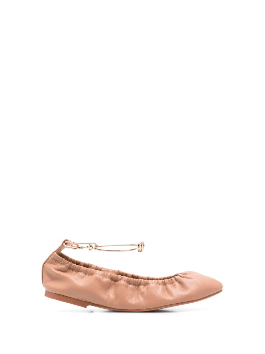 Twin-Set Ballerinas With Gold-Tone Chain Ankle Strap