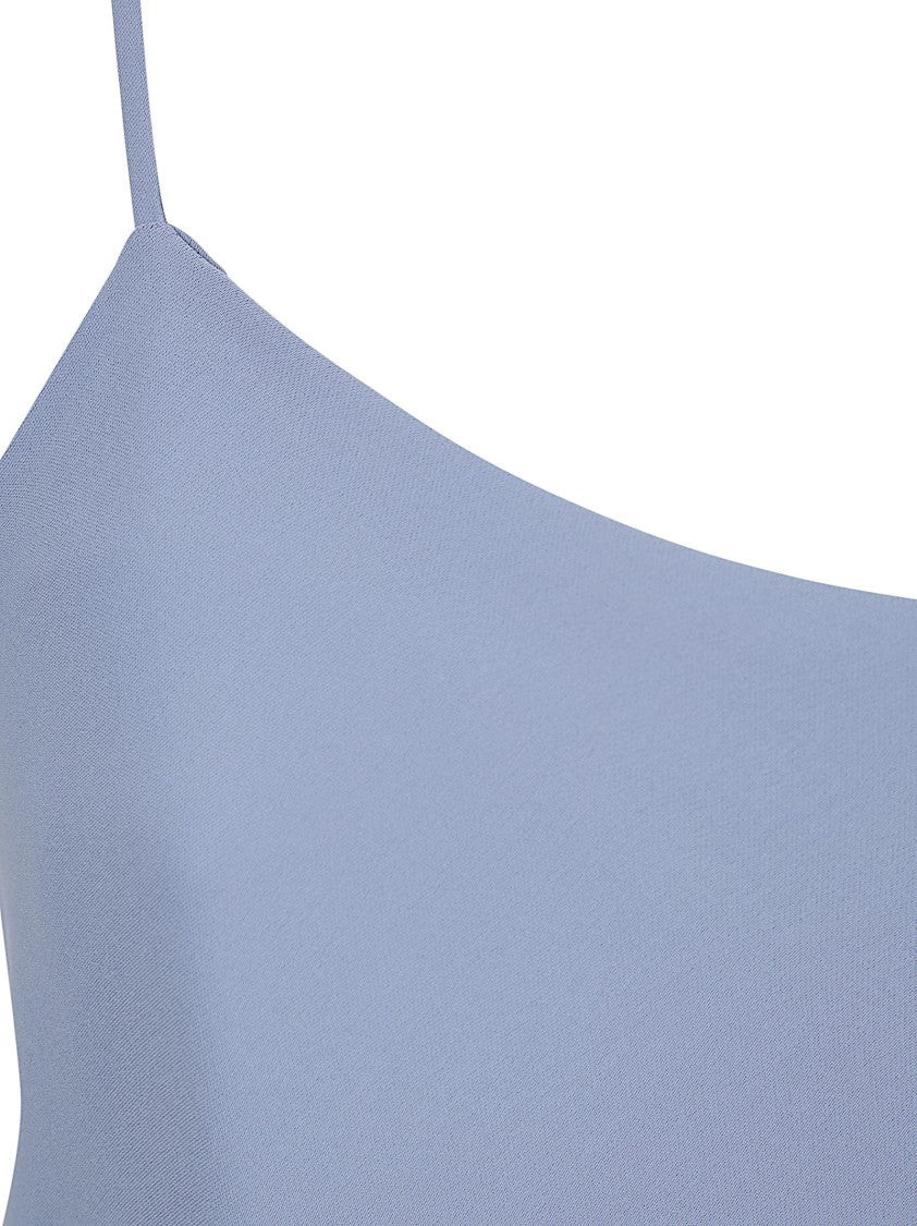 Herno Sleeveless Blue Top With Spaghetti Straps