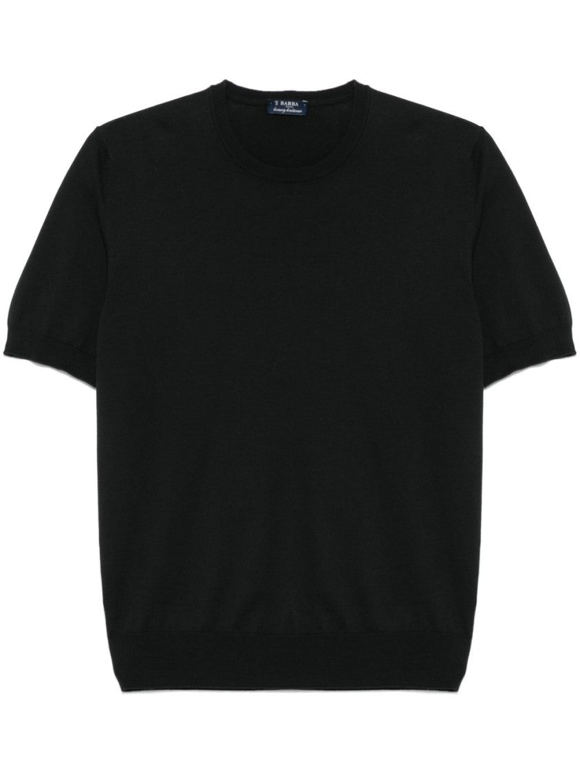 Barba Classic Black Barba T-Shirt With Crew Neckline