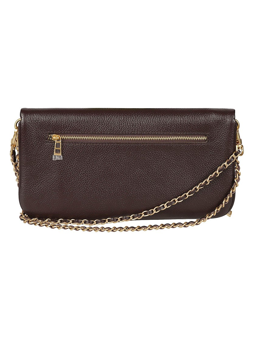 Zadig & Voltaire Rock Pebbled Leather Gold Wing Emblem Shoulder Bag