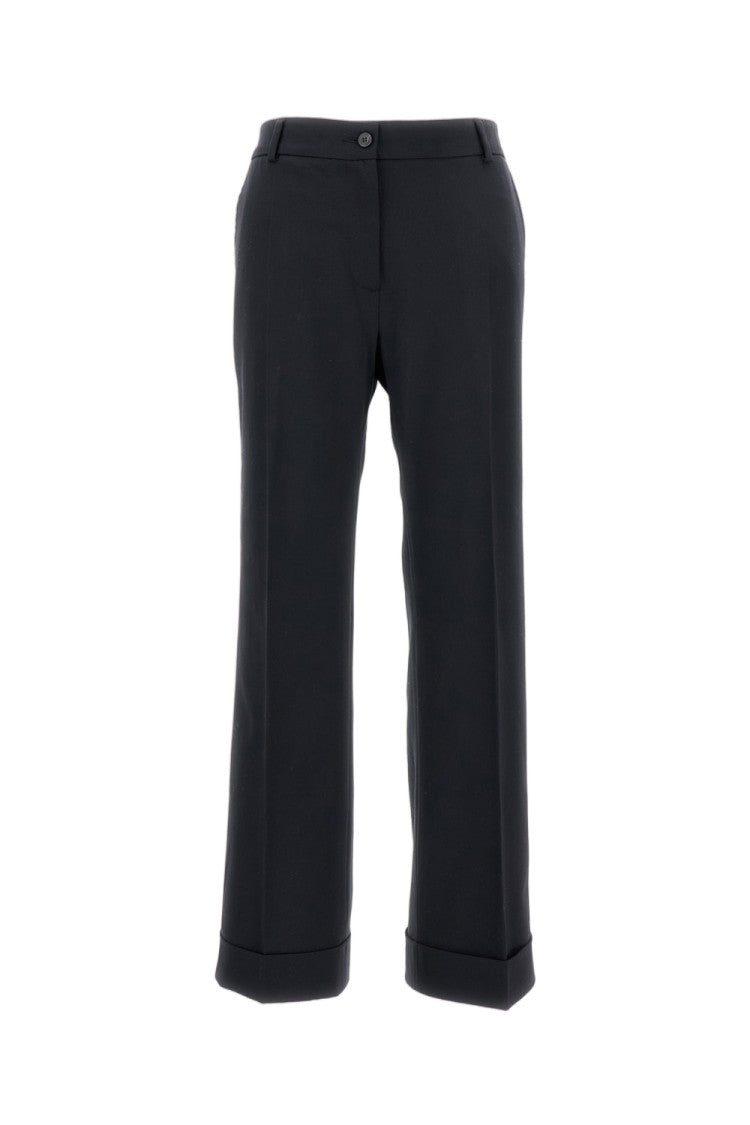 Alberto Biani Tailored Stretch Wool Trousers With Ankle-Length Leg And Turned-Up Hem