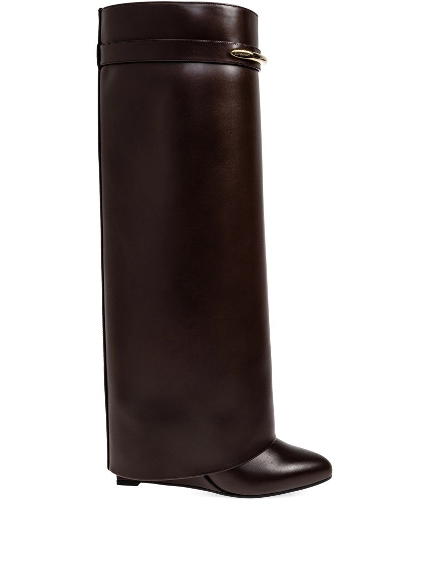 Givenchy Rich Brown Shark Pinch Calf Leather High Boots