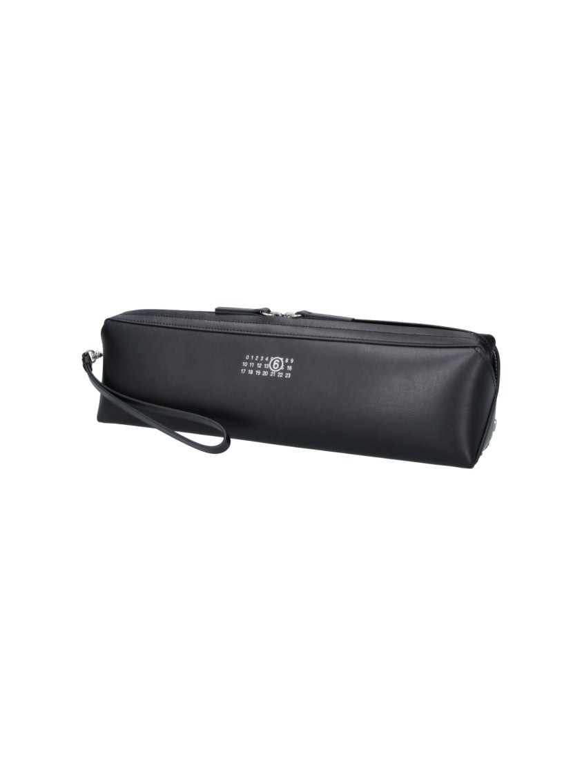 Mm6 By Maison Margiela Black Numeric Calf Leather Zip Pouch