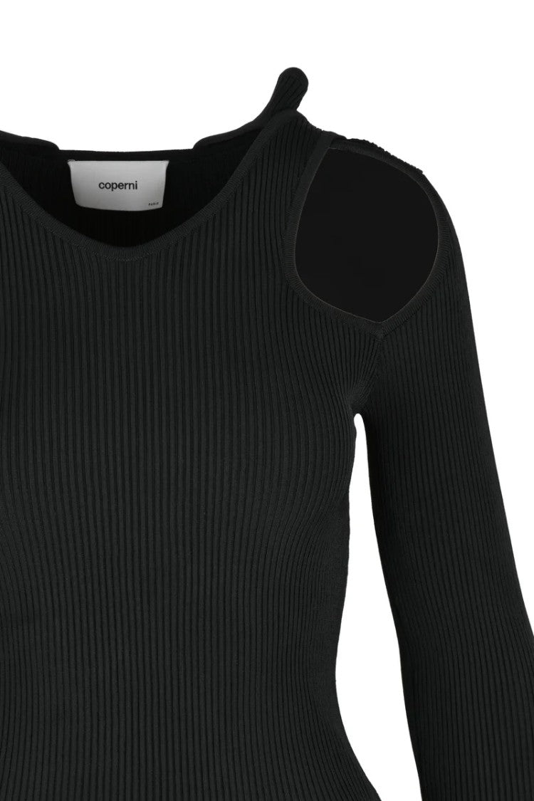 Coperni Ribbed Knit Top - Black