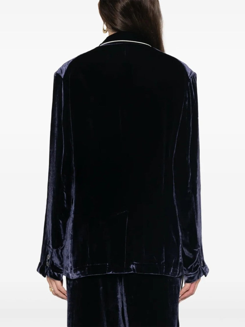 Pierrelouis Mascia Double-Breasted Velvet Jacket With Peak Lapels