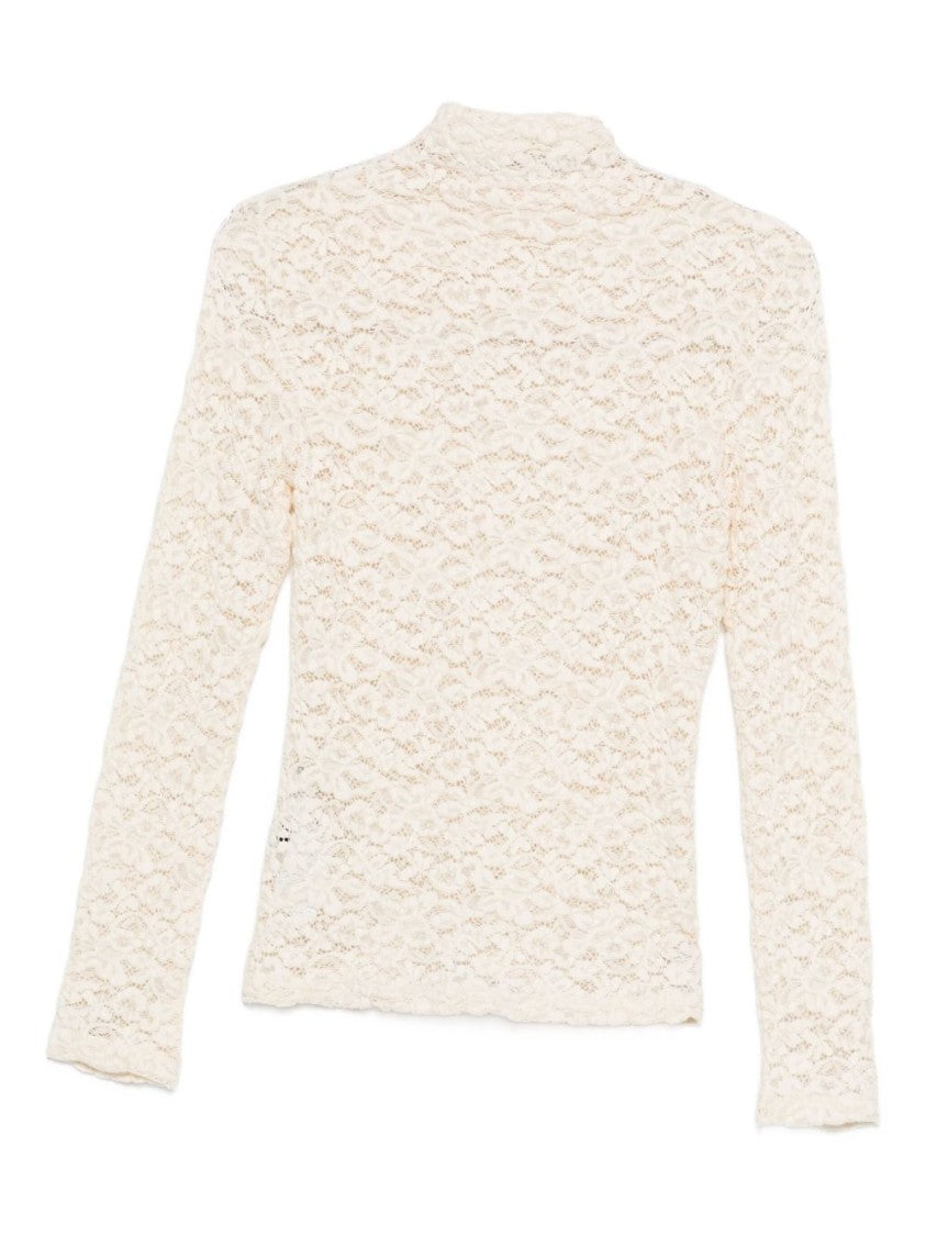 Seventy Sergio Tegon Lace-Textured Cream Sweater