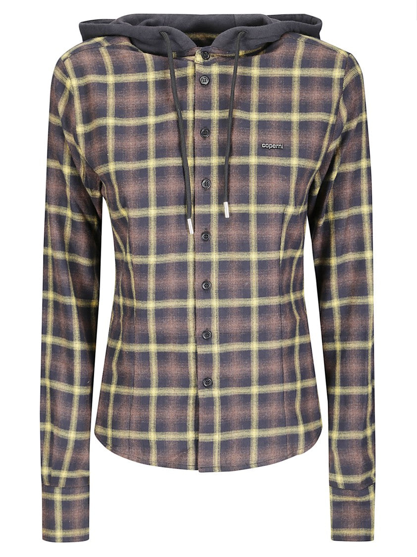 Coperni Relaxed Fit Hooded Shirt With Drawstring And Kangaroo Pocket