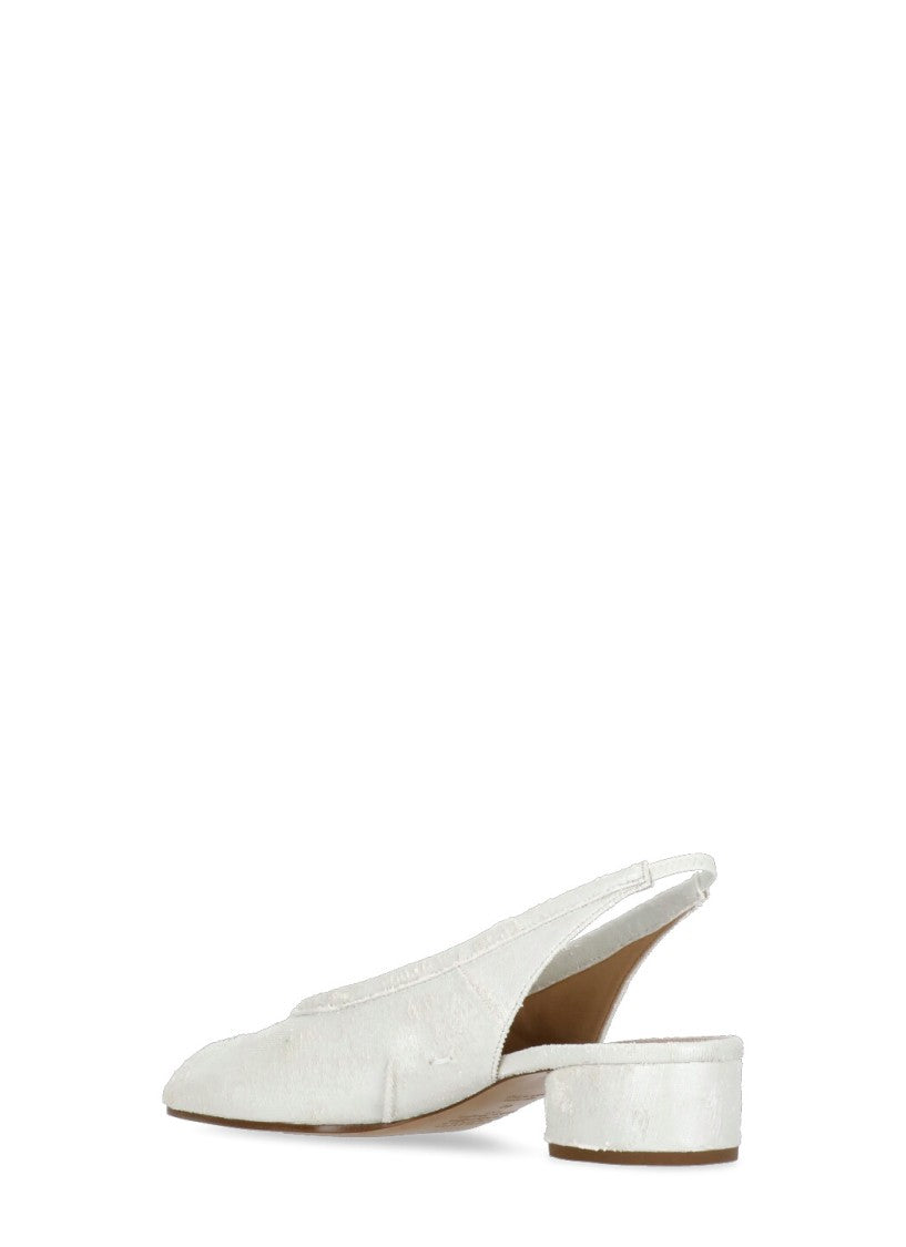 Maison Margiela Pearly Leather Tabi Slingback With Ankle Belt