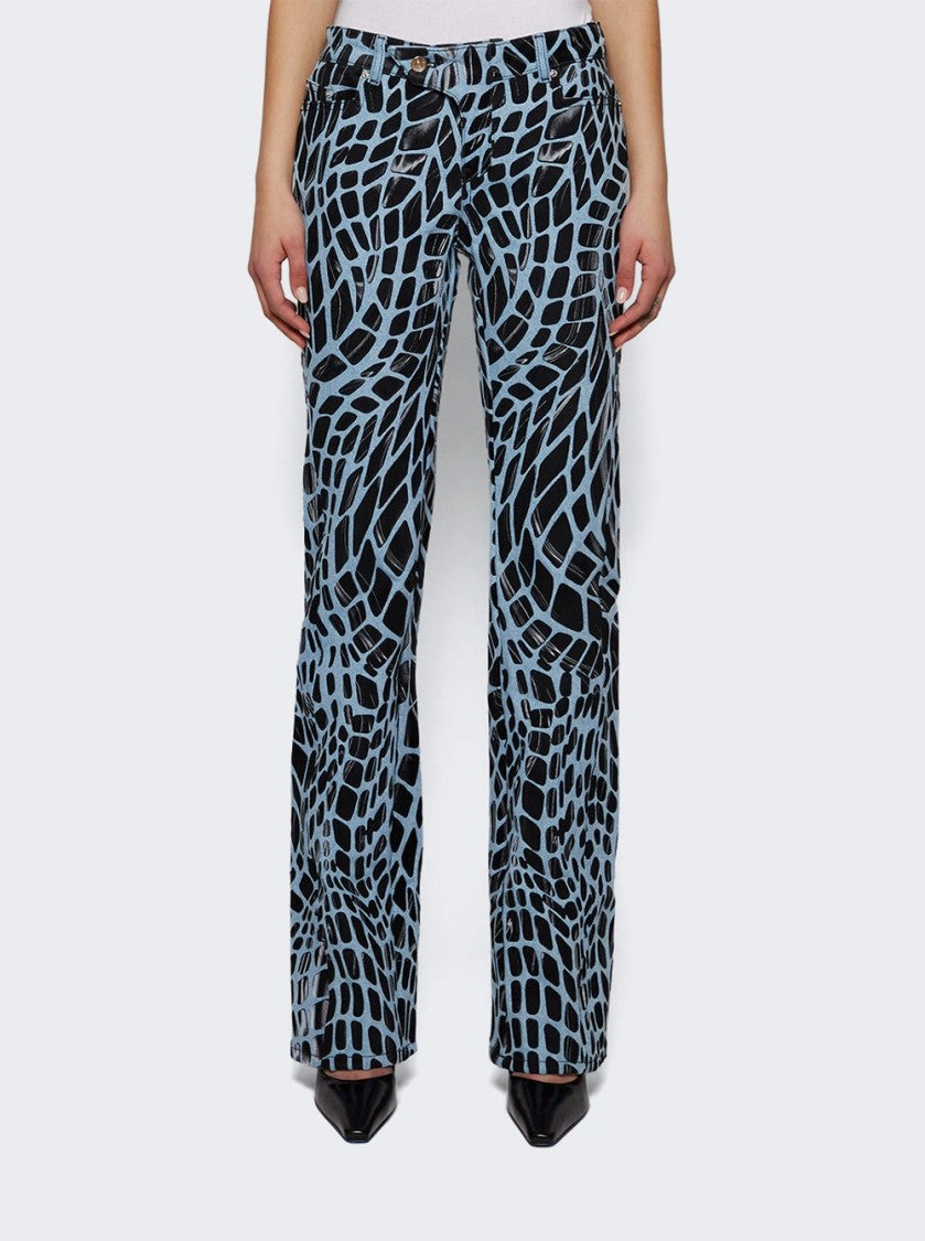 Mugler Velvet Print Straight Leg Jeans