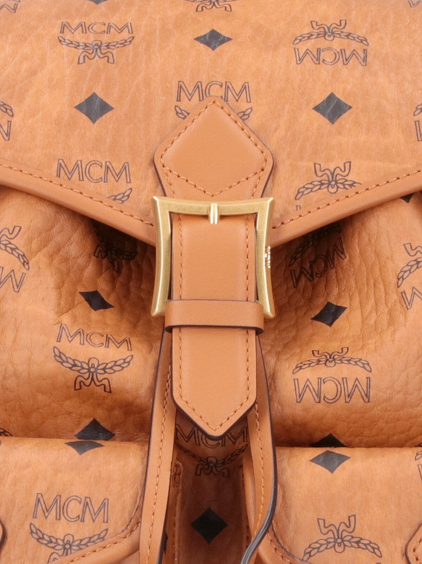 Mcm "Aren" Small Backpack, In Brown "Visetos"