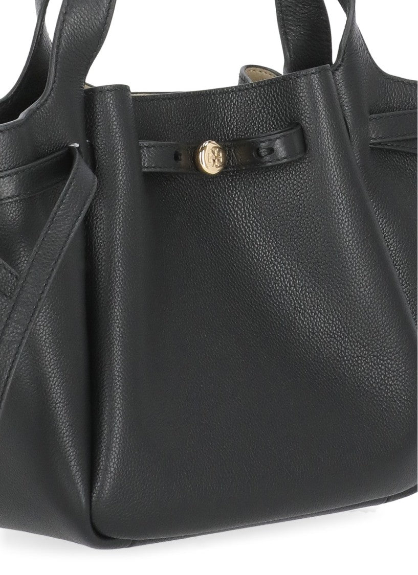 Tory Burch Black Textured Leather Removable Strap Shoulder Bag