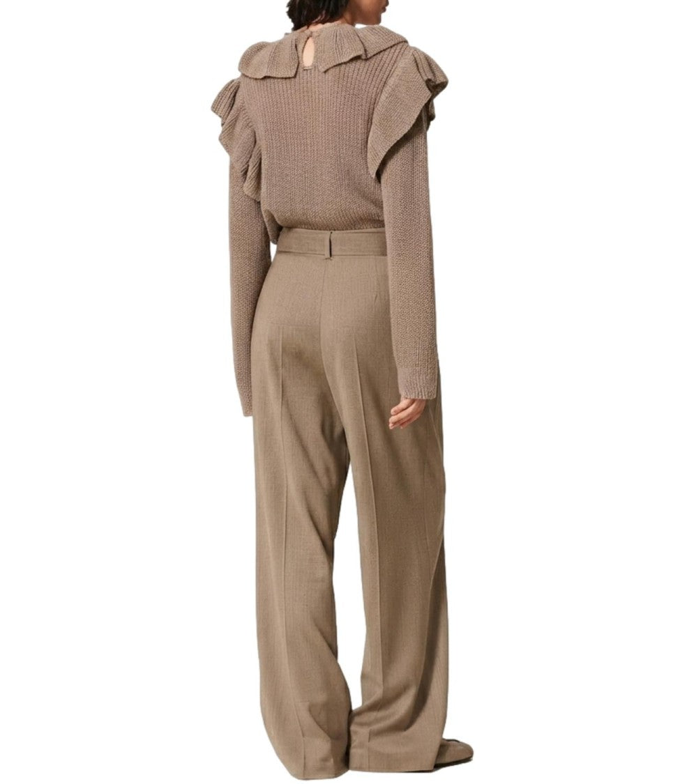 Twin-Set High-Waisted Belted Wide-Leg Pants