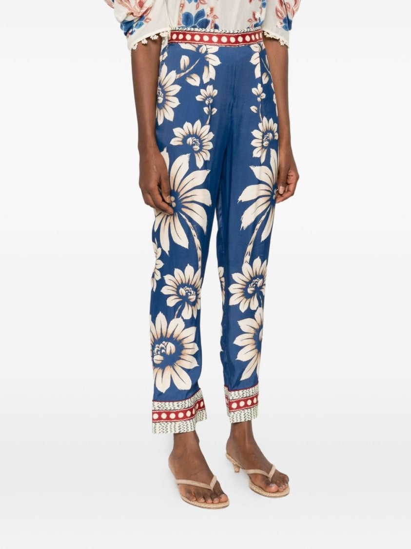 Farm Rio Vibrant Blue Floral Print Luna Pajama Pants