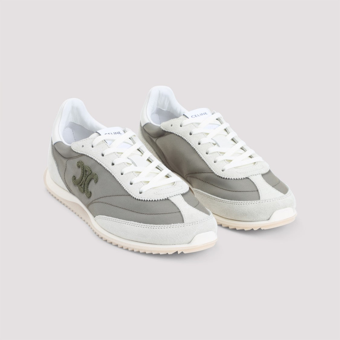 Celine Nylon Sneakers With Suede Inserts And Textured Sole