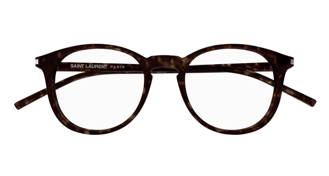 Saint Laurent Havana Tortoiseshell Pattern Translucent Eyeglasses