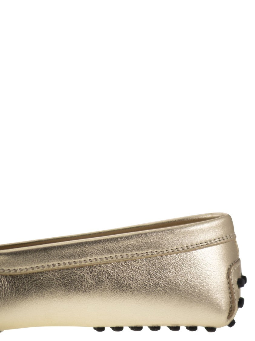 Tod's Metallic Leather Moccasin With Hand-Stitched Accents