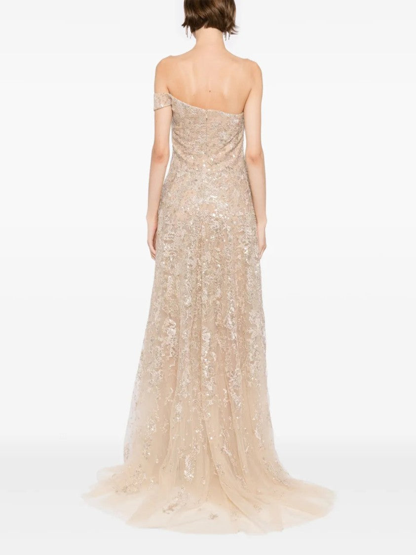 Saiid Kobeisy Off-Shoulder Long Embroidered Dress