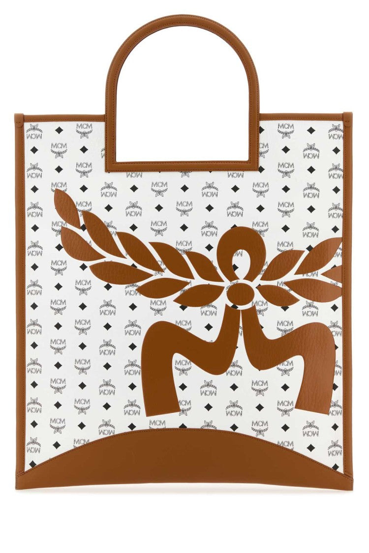 Mcm Printed Canvas Xl Aren Shopping Bag