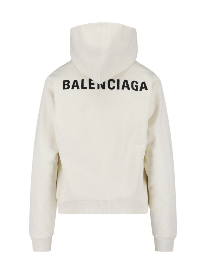 Balenciaga Off-White Back Oversized Embroidered Hoodie