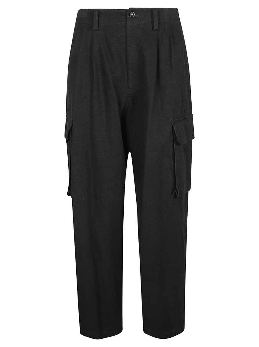 Yohji Yamamoto High-Waisted Tapered Cargo Pants With Utility Pockets