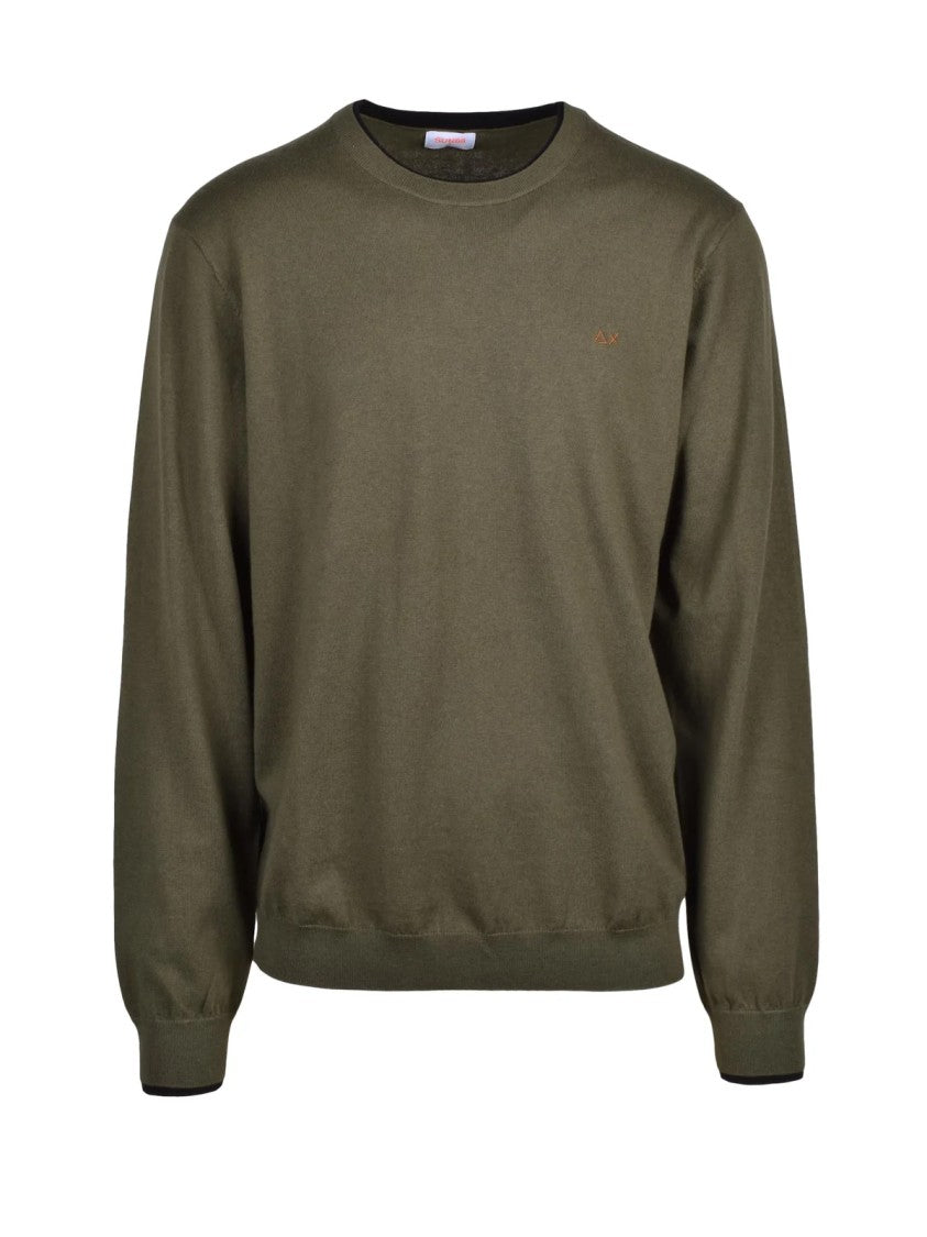 Sun68 Green Merino Wool-Cotton Crewneck Sweater