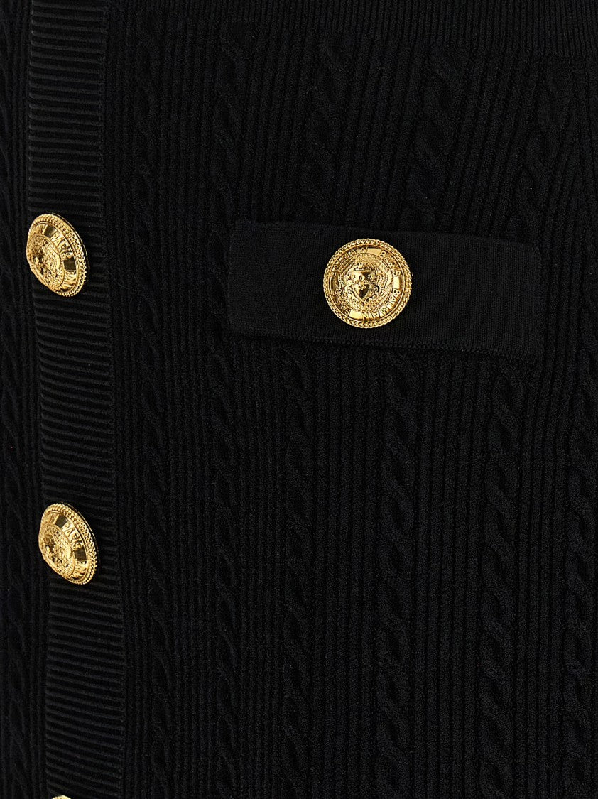 Balmain Mini Knitted Dress With Braided Knit