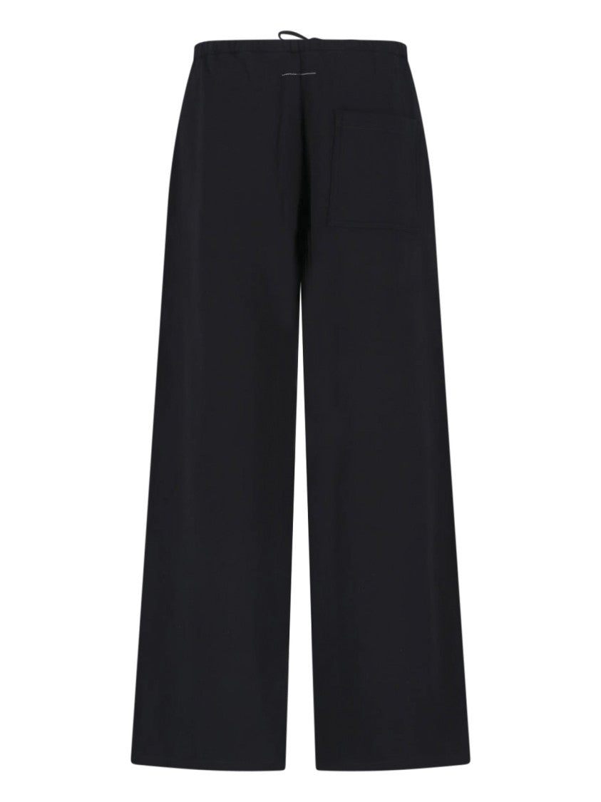 Mm6 By Maison Margiela Black Wide-Leg Drawstring Patch Trousers