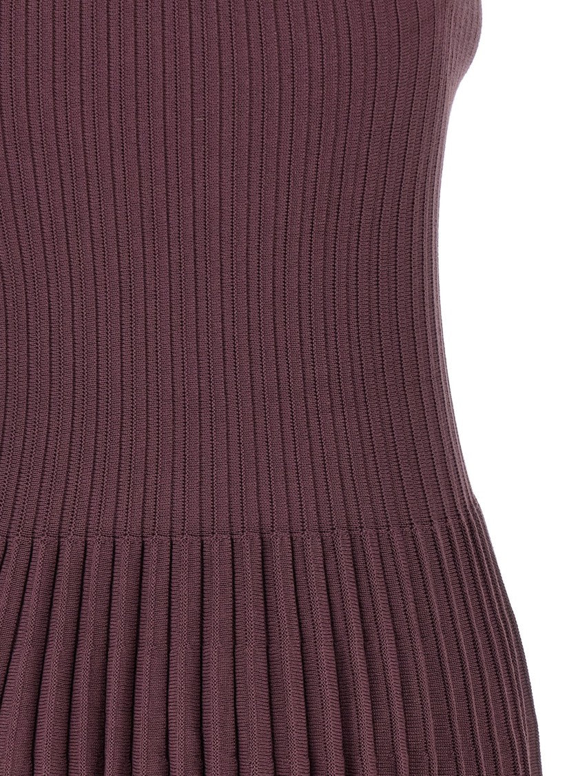 Magda Butrym Knitted Cotton Mini Dress With Pleated Skirt