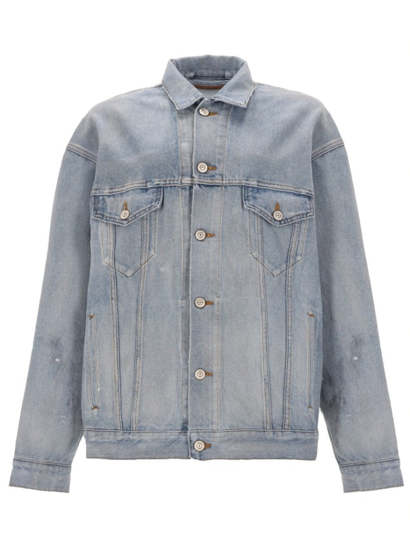 Balenciaga Button-Up Logo Patch Denim Jacket