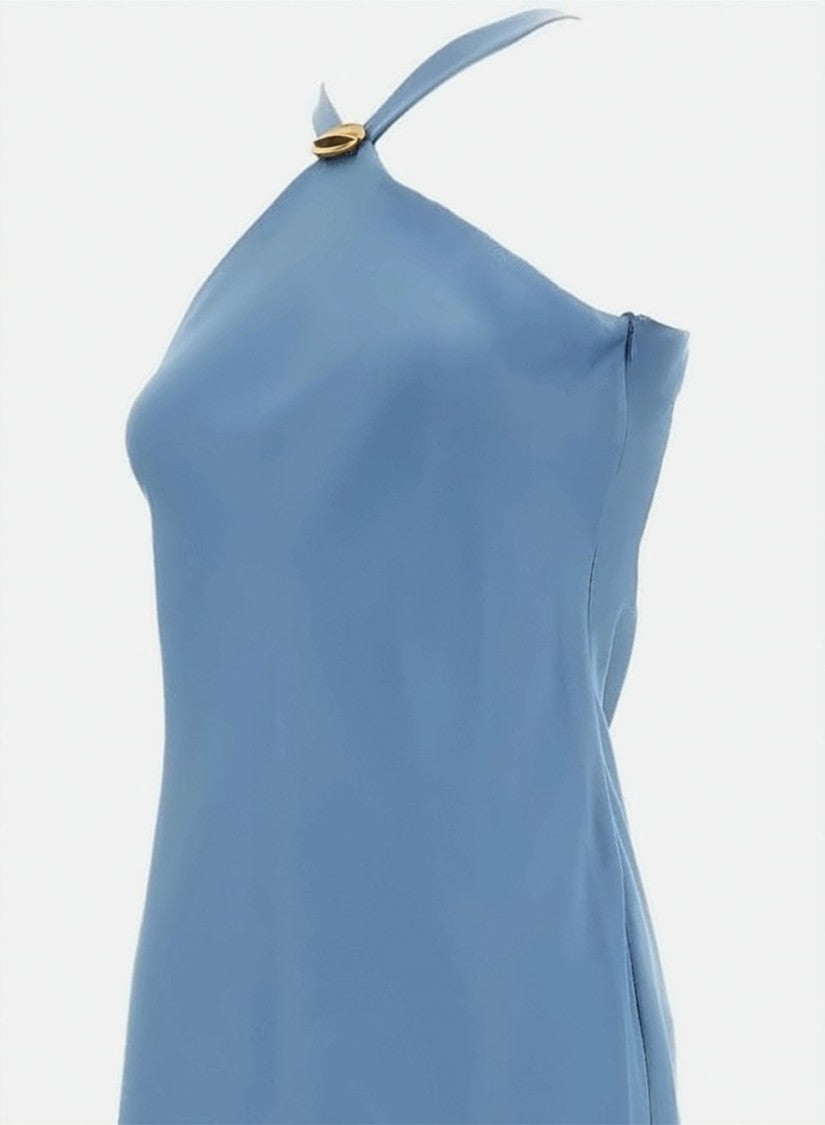 Max Mara Elegant Satin Halter Neck Lined Dress