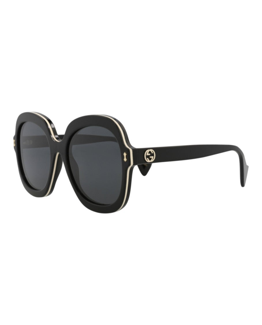Gucci Round-Frame Acetate Sunglasses With Gold Accents