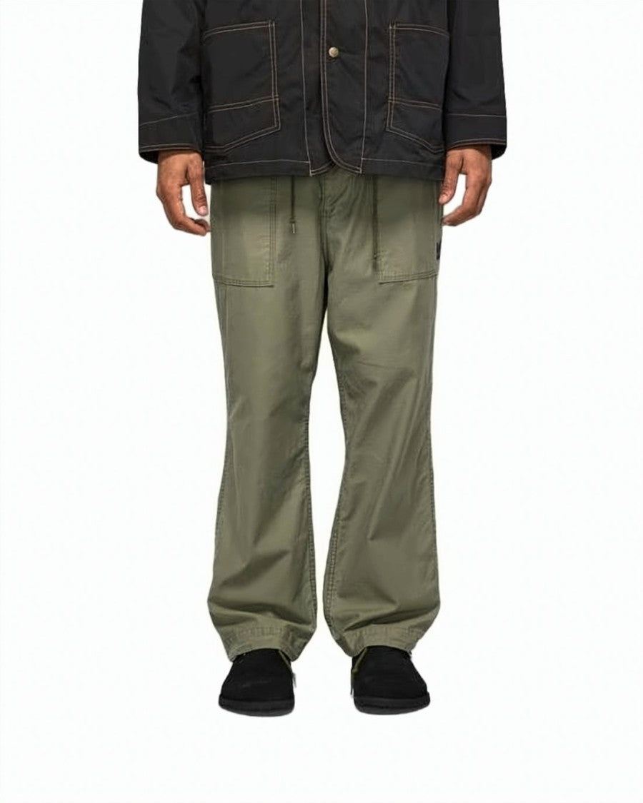 Needles Relaxed Fit Green Straight Pants With Embroidered Butterfly