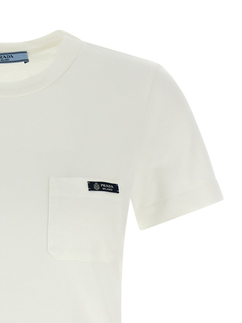 Prada Used-Effect Cotton Jersey T-Shirt With Logo Patch Pocket