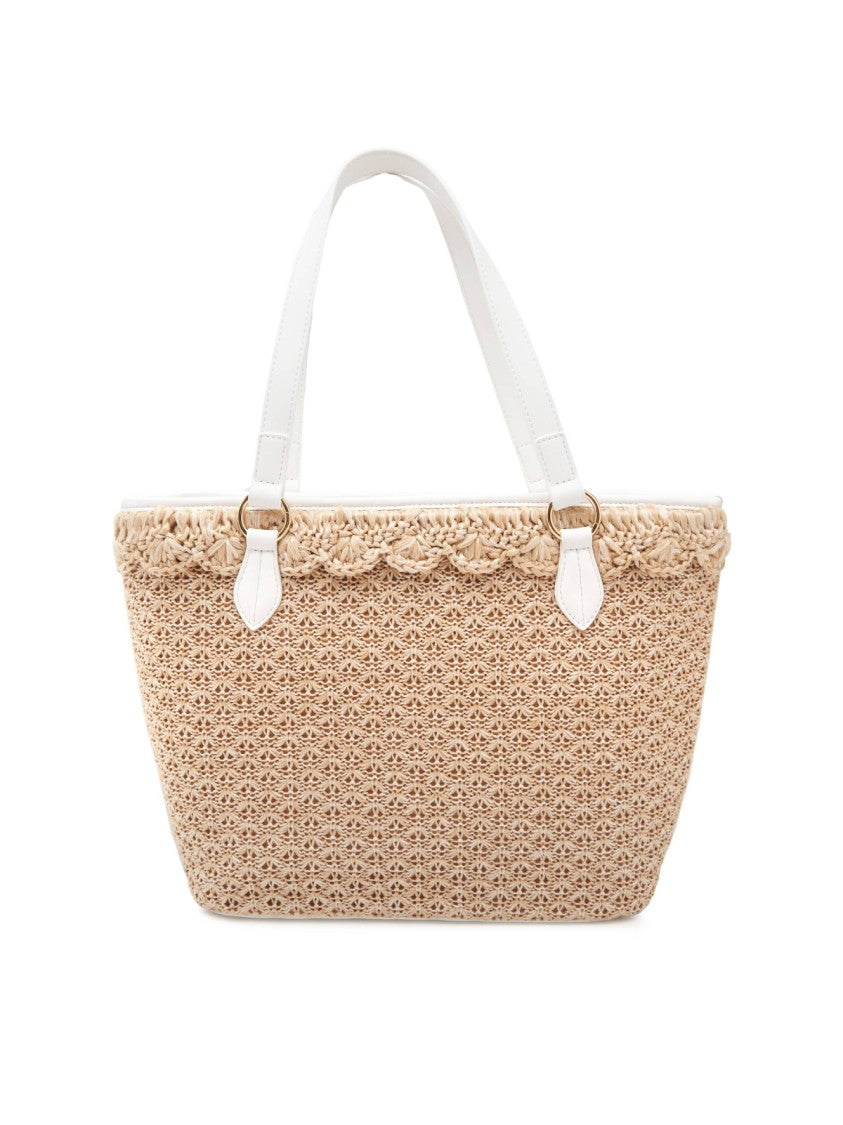 Moschino Logo Tag Rafia Tote Bag