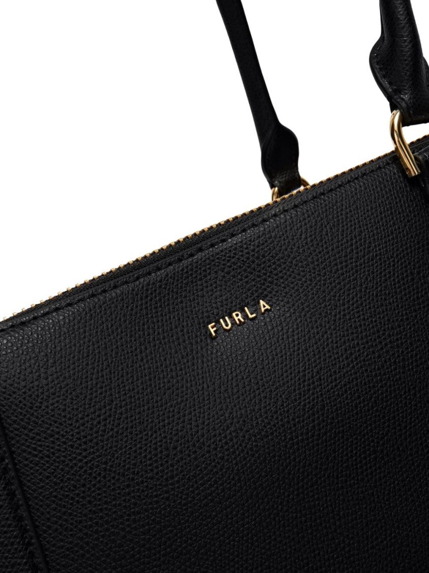 Furla Rectangular Black Handbag With Gold-Tone Hardware