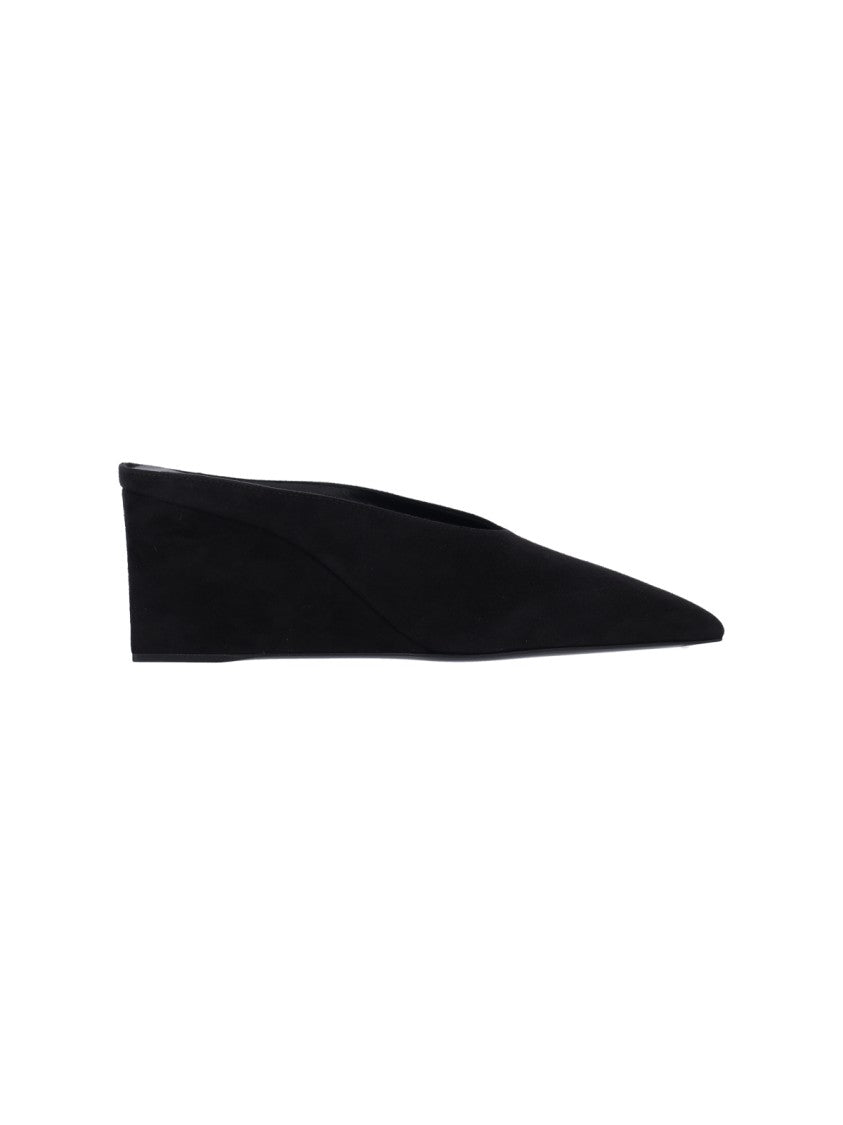 Alaïa Black Cube Pointed-Toe Goat Suede Mules