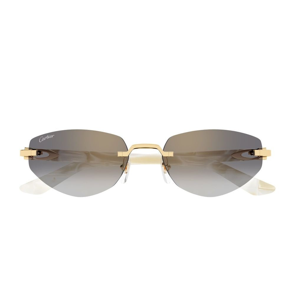 Cartier Ct0580s Décor C Allongé De Rimless Gold-Tone Metal Sunglasses
