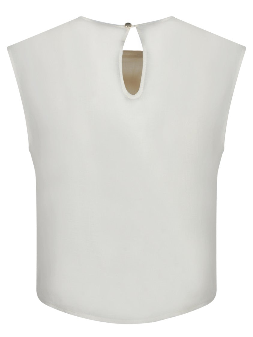 Incotex Textured White Sleeveless Top