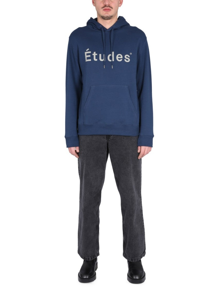 Études Cross-Neck Hoodie With Ribbed Collar