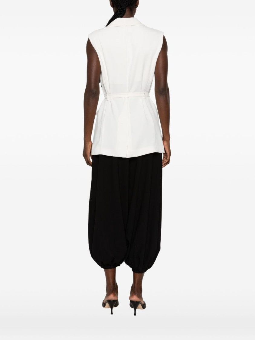 Parosh Double-Breasted Cady Vest With Removable Waist Belt