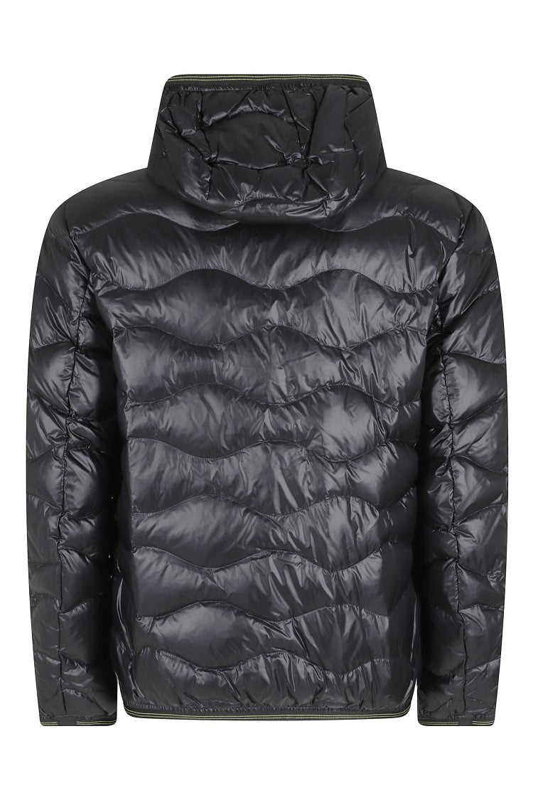 Blauer Black Wave Quilted Hooded Elastic Trim Polyester Down Jacket