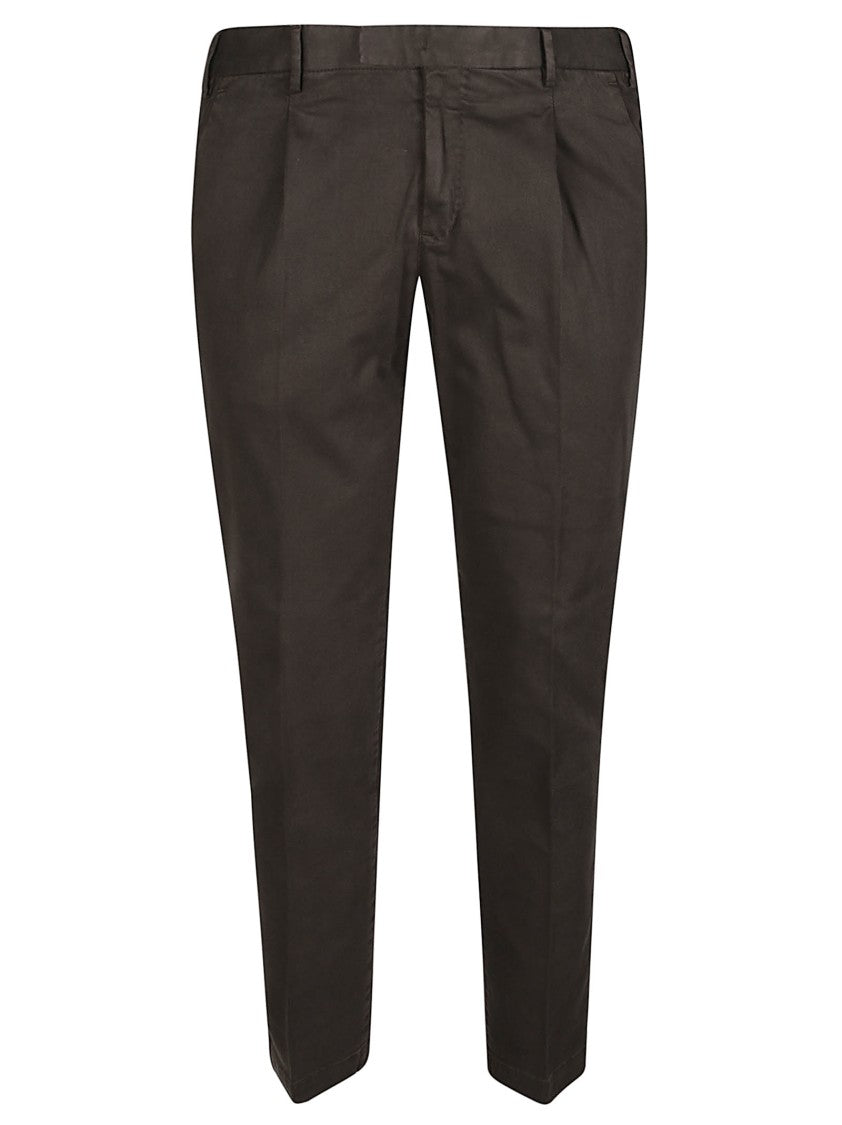 Pt Torino Master Tailored Brown Pleated Cotton Pants