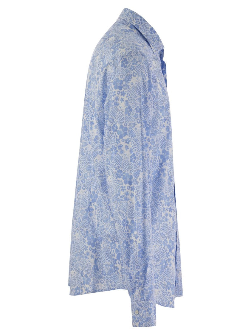 Fedeli Printed Stretch Cotton Voile Shirt