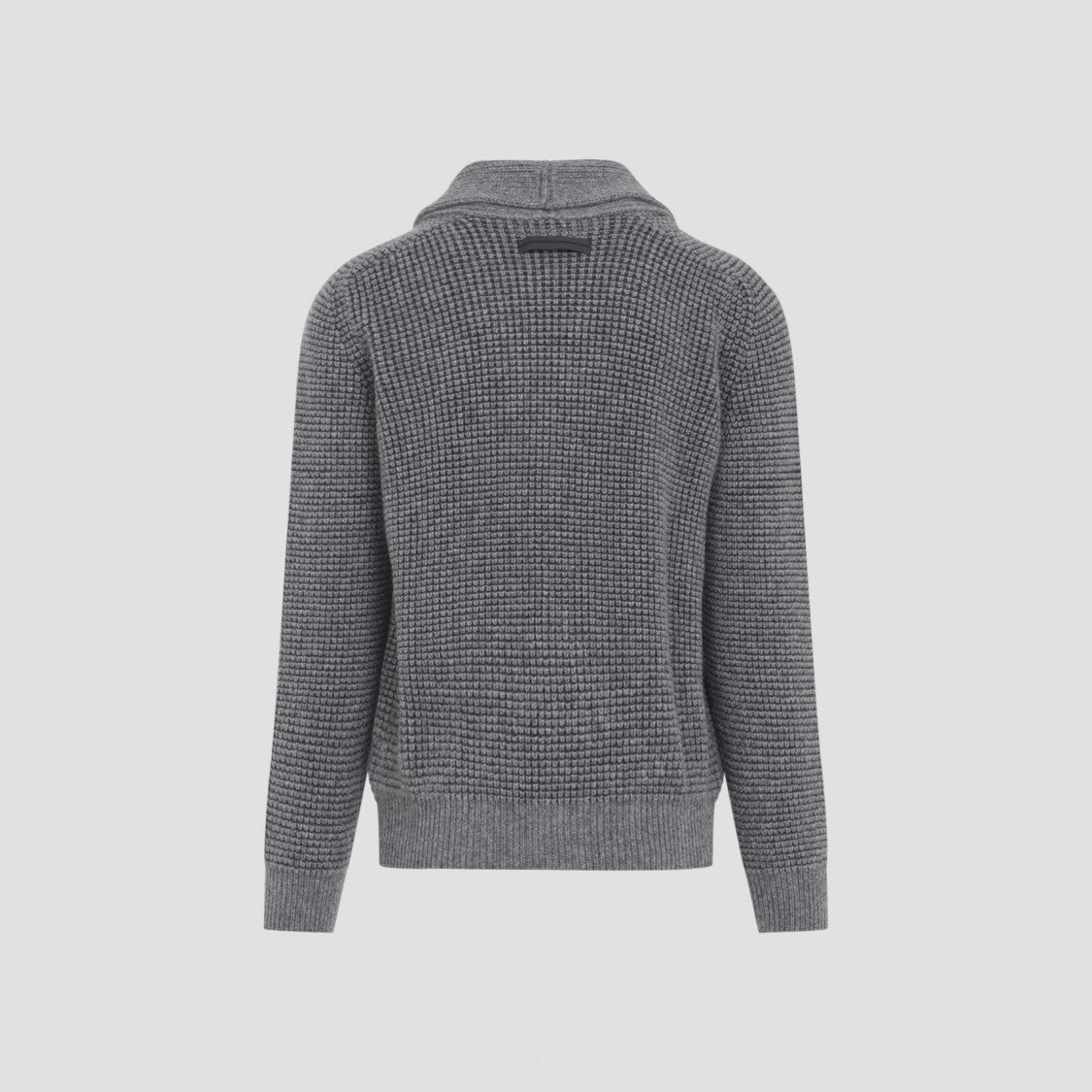 Zegna Textured Grey Cashmere Cardigan With Shawl Collar