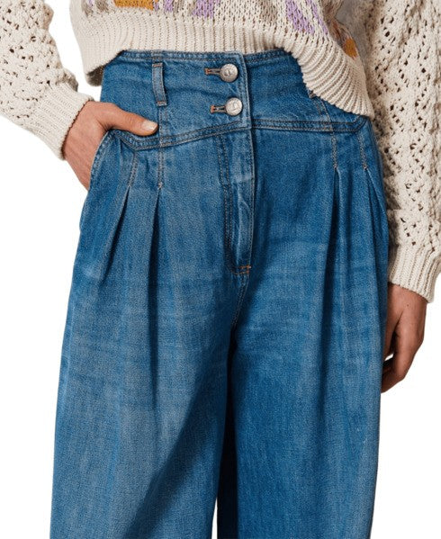 Twin-Set Wide-Leg Jeans With Tailored Waistband And French Pockets