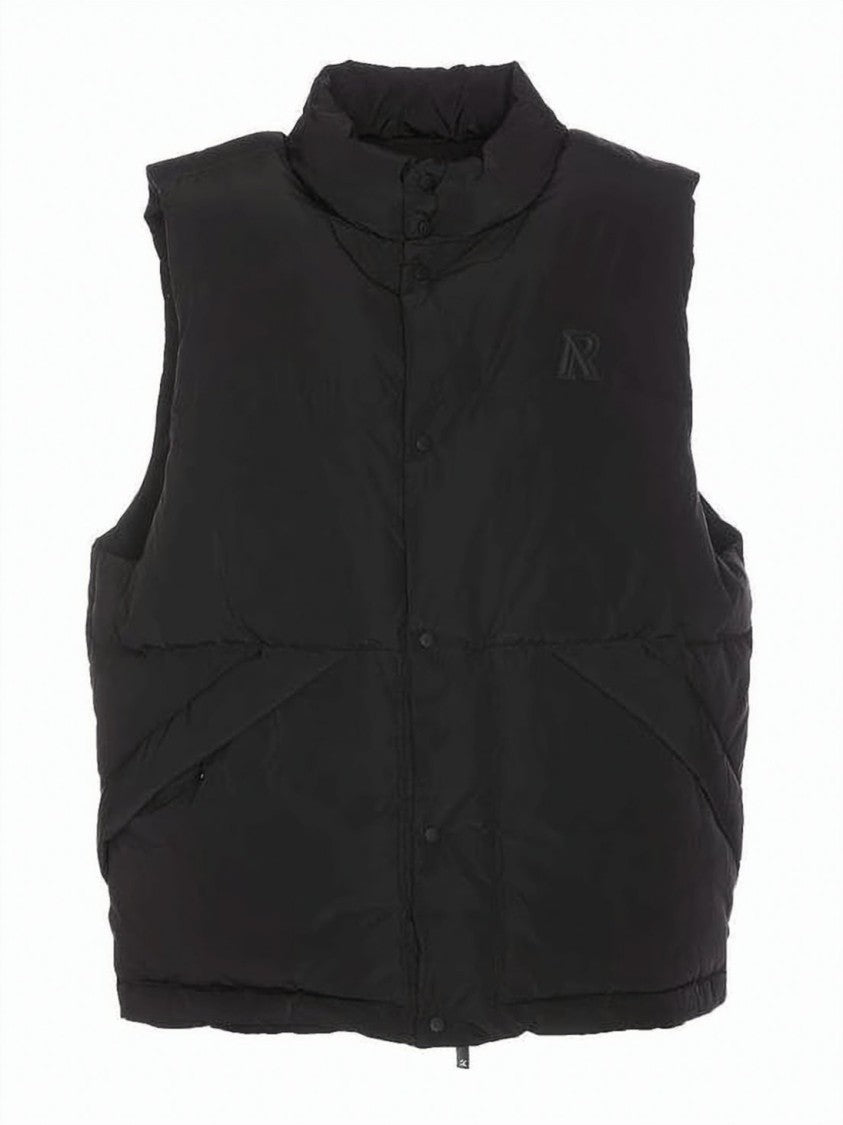 Represent Quilted Padded Vest With High Collar And Snap-Button Closure