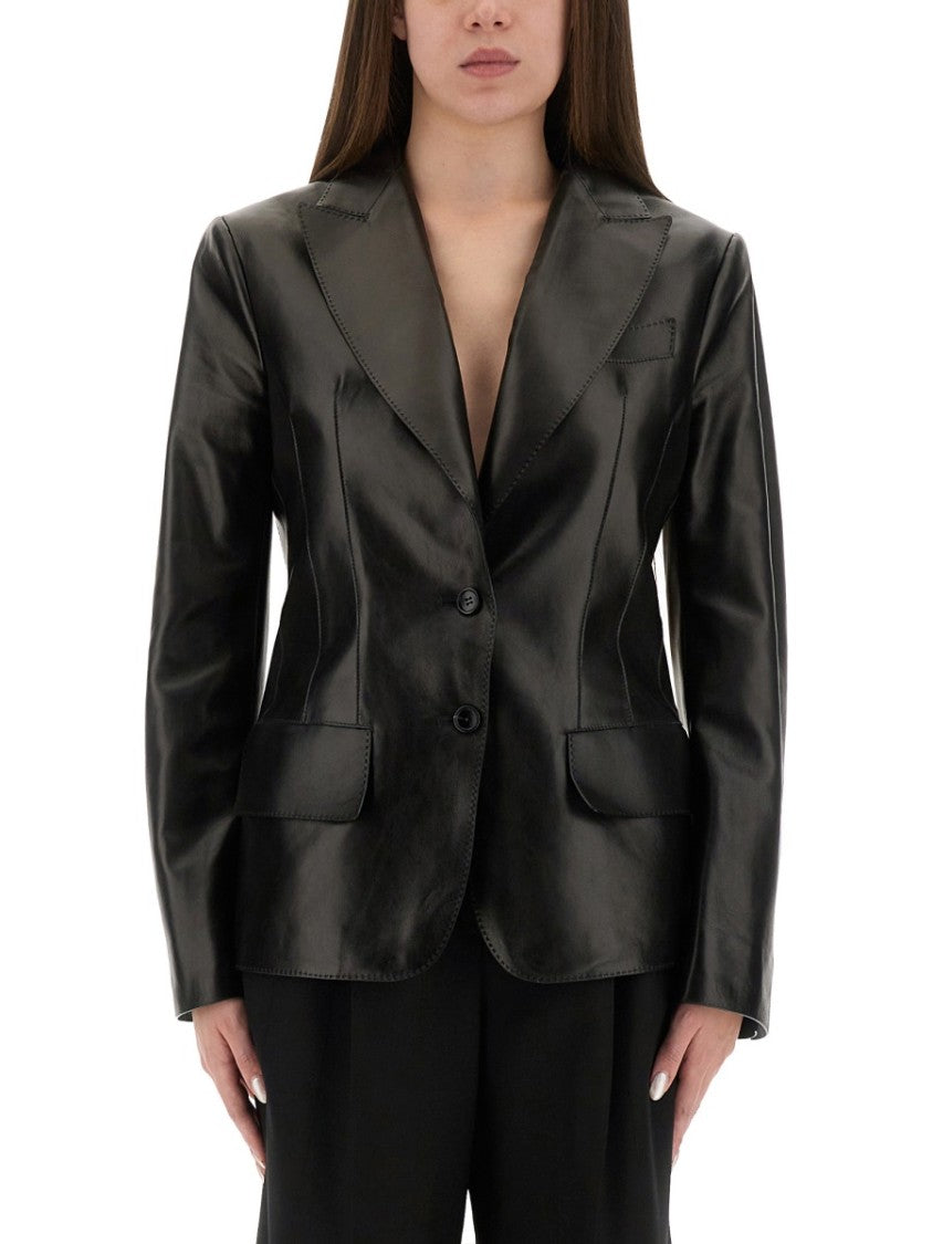 Tom Ford Fitted Lamb Leather Jacket With Spear Lapels