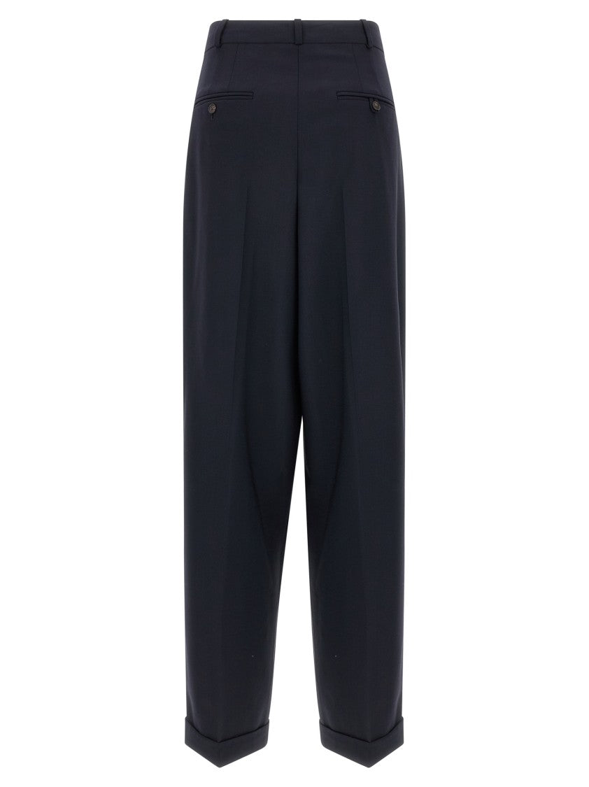 Polo Ralph Lauren Wide Leg Wool Trousers With Ironed Pleat