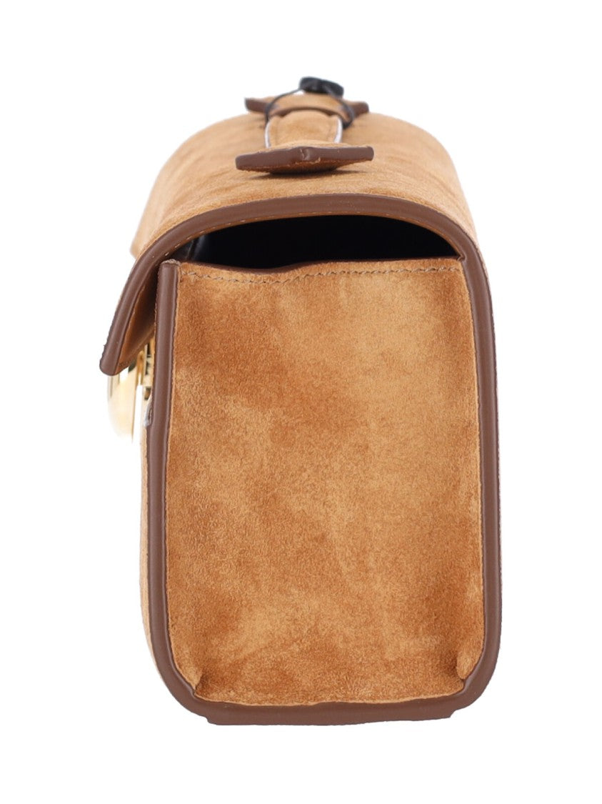 Savette Brown Symmetry Slim Suede Clutch