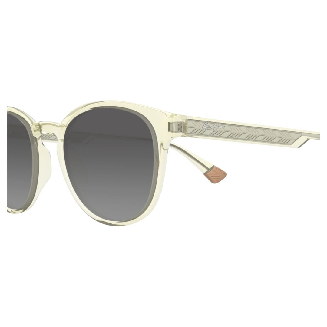Maui Jim Hiehie Translucent Light Beige Sunglasses With Geometric Pattern Temples
